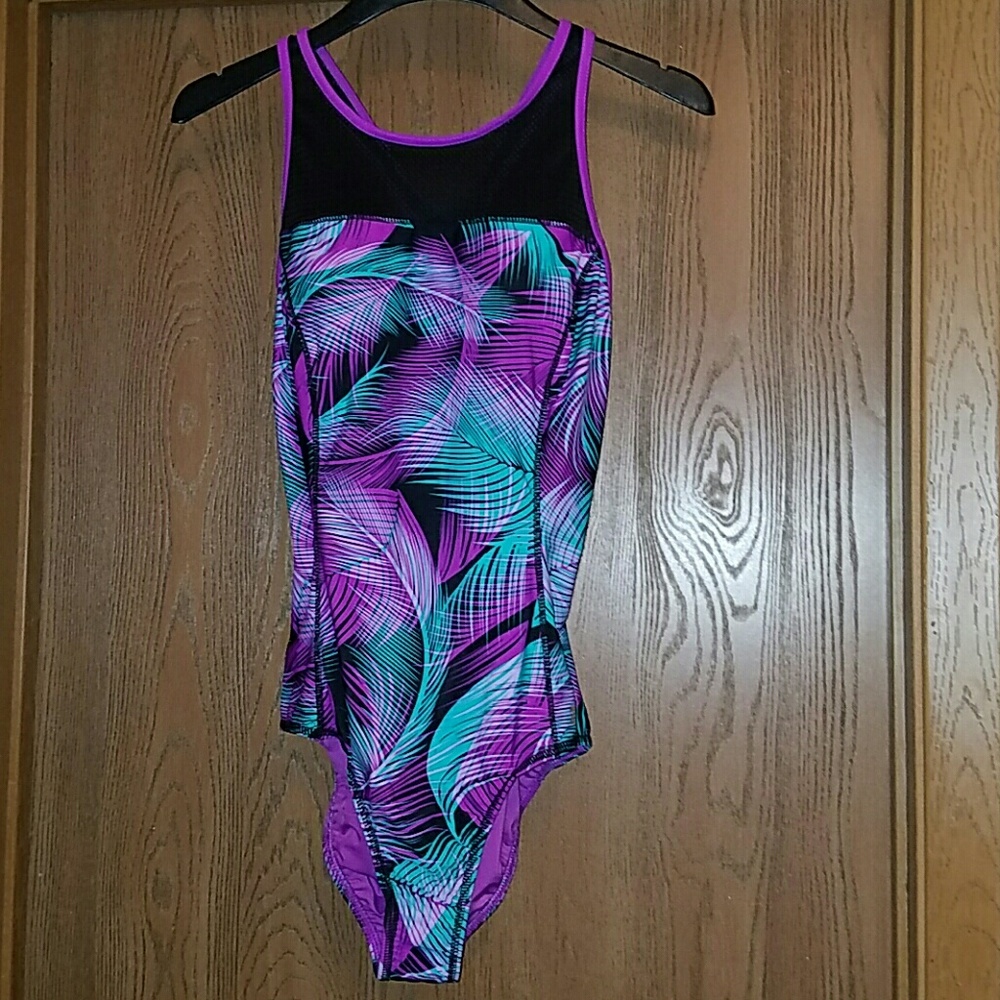 Purple and teal swimsuit